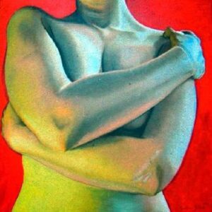 Dit is een beeld van een vrouw die zich zelf omarmt. Dit is een manier om je zelfvertrouwen te vergroten.